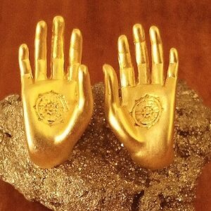 14K Gold Plated Buddha's Hands Motif Earrings